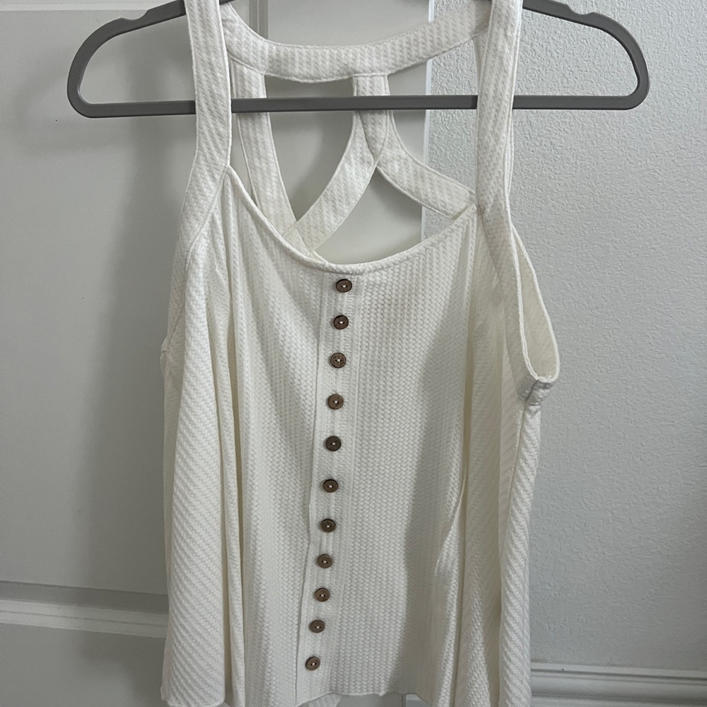 Listicle Cream Button-Front Tank Top